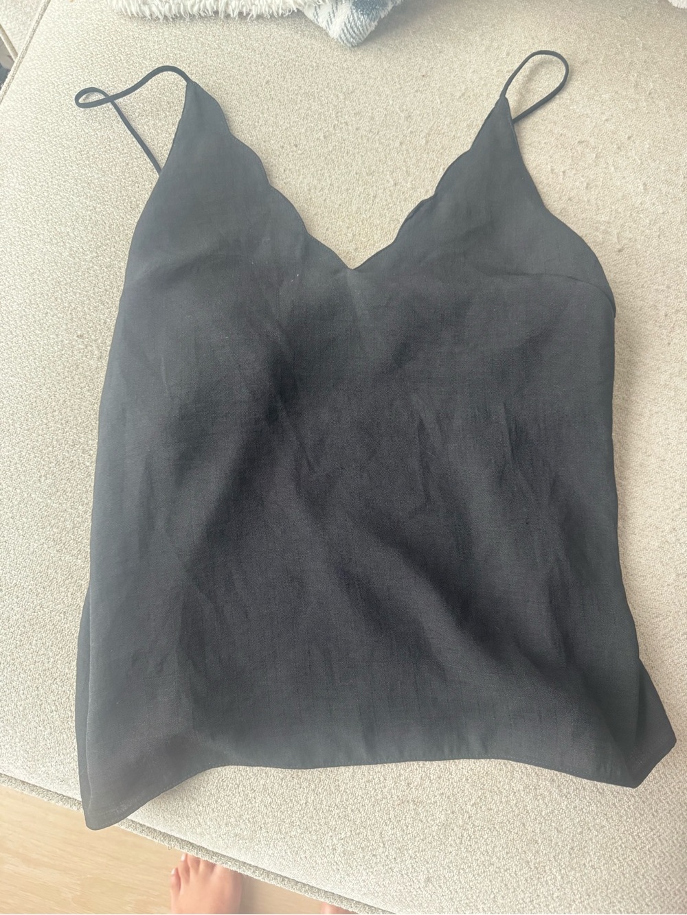 Topshop black silk tank top